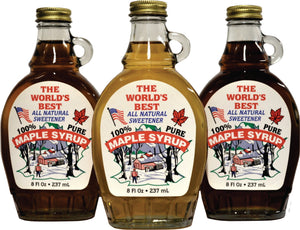 The Three Grade Sampler Pack - Three Half Pint (8oz.) Glass Bottles of Pure Vermont Maple Syrup