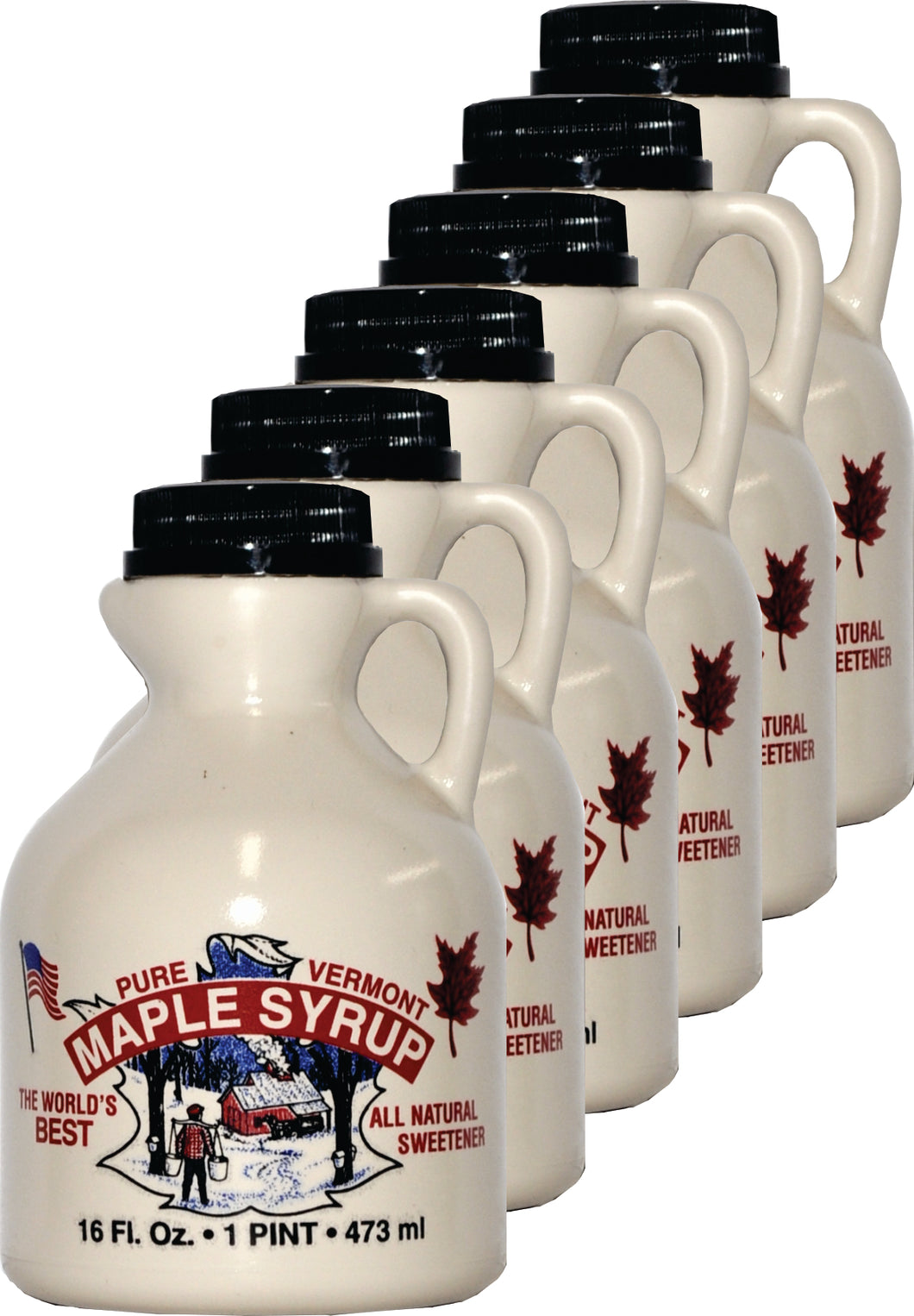 6-Pack of Pint (16oz.) Plastic Jugs of Pure Vermont Maple Syrup